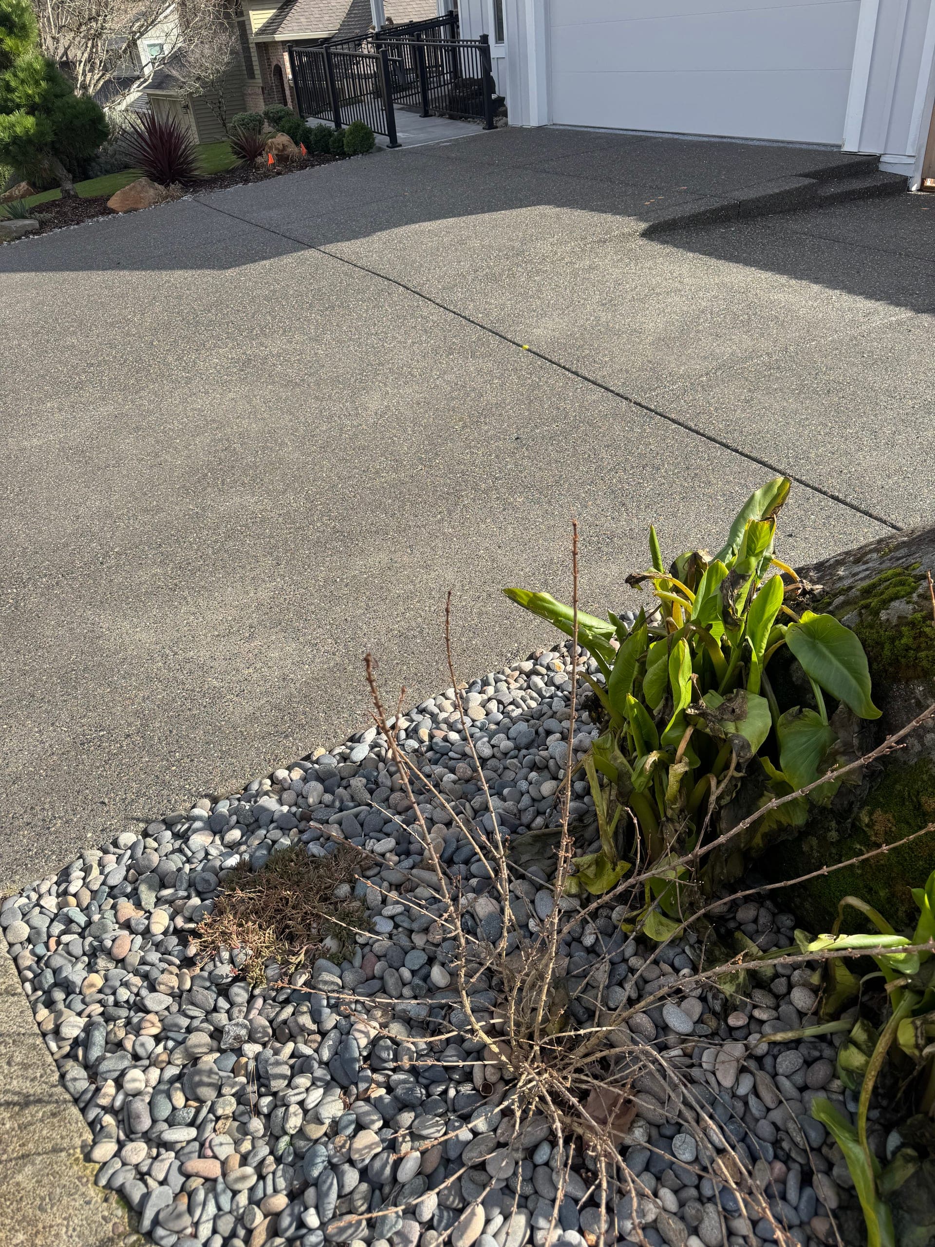 Clean residential driveway in Oregon City after pressure washing.