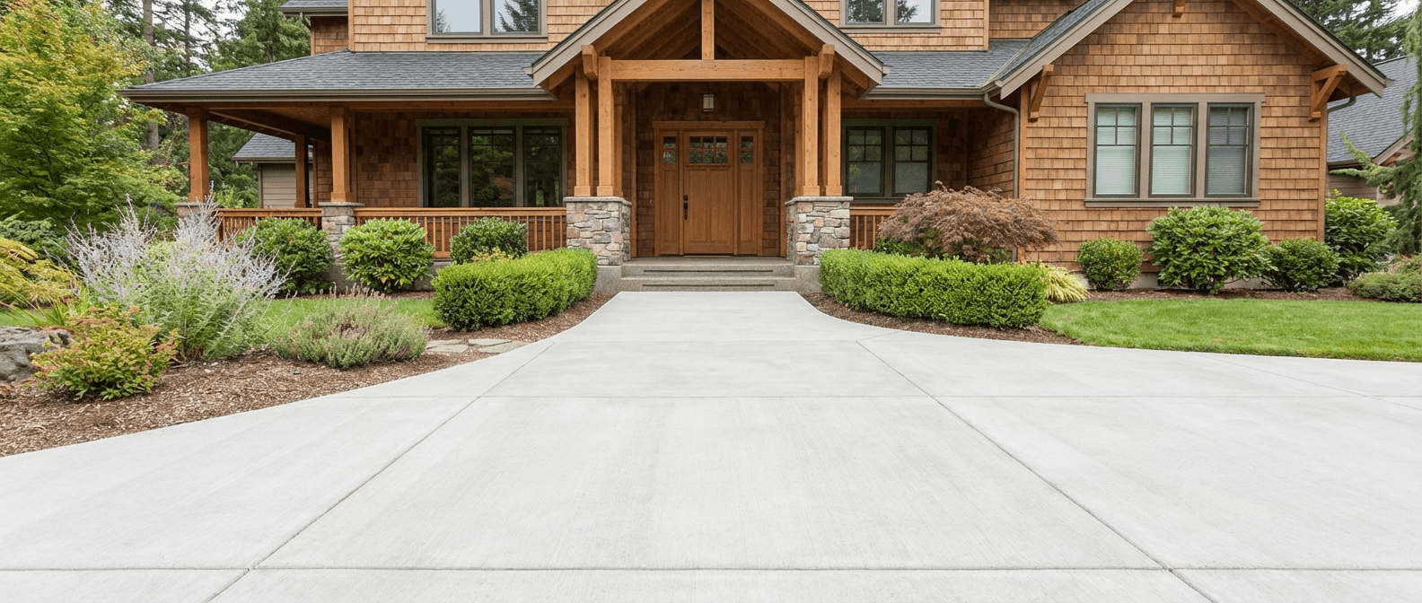 Clean residential driveway and front entry at a suburban home.